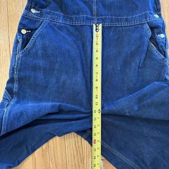 Dickies Jeans Denim Bib Overalls 36 X 34 Carpenter Dark Blue Work Button fly‎ - Picture 8 of 12